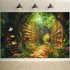 2D plane, 1 piece of background cloth "Embark on a magical journey through the forest library, experiencing nature and reading"