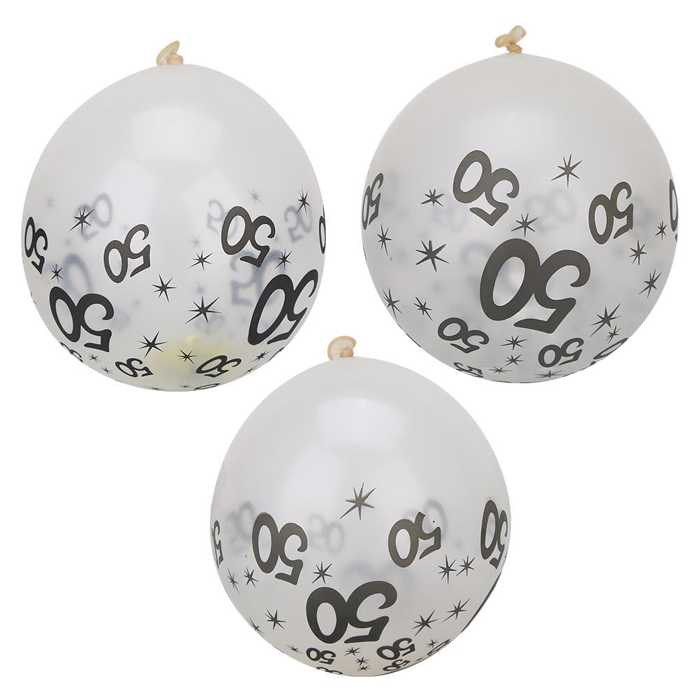 10Pcs Latex Transparent Balloon with Nnumber 50 Pattern for Birthday Party Wedding Anniversary Decor