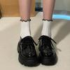 Black lace-up small leather shoes women's college style new versatile thick-soled heightening single shoes tide