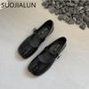 Fashion SUOJIALUN Spring New Brand Women Flat Shoes Fashion Split Toe Laofer Shoes Soft Flat Heel Ladies Casual Outdoor Mary Jane Shoes