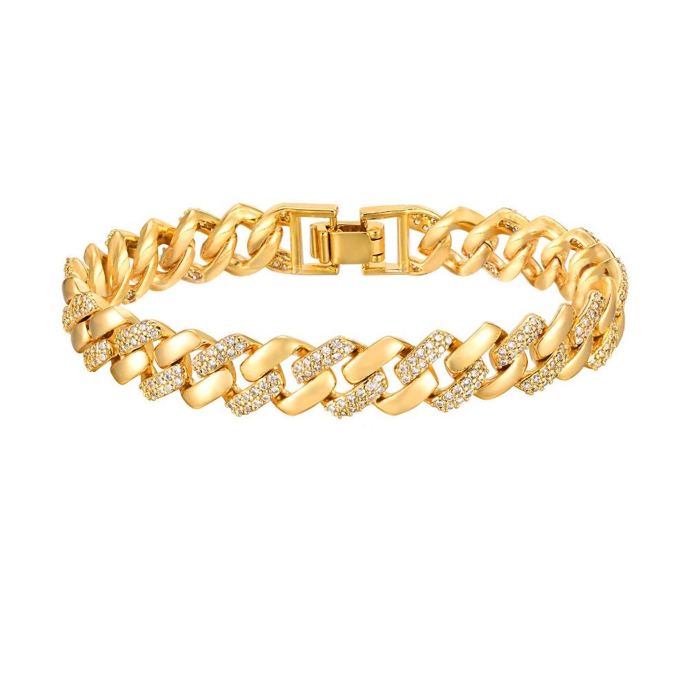 Jewelry Block Chain Bracelets Waterproof Cubic Zirconia Bangle  Jewelry Accessories