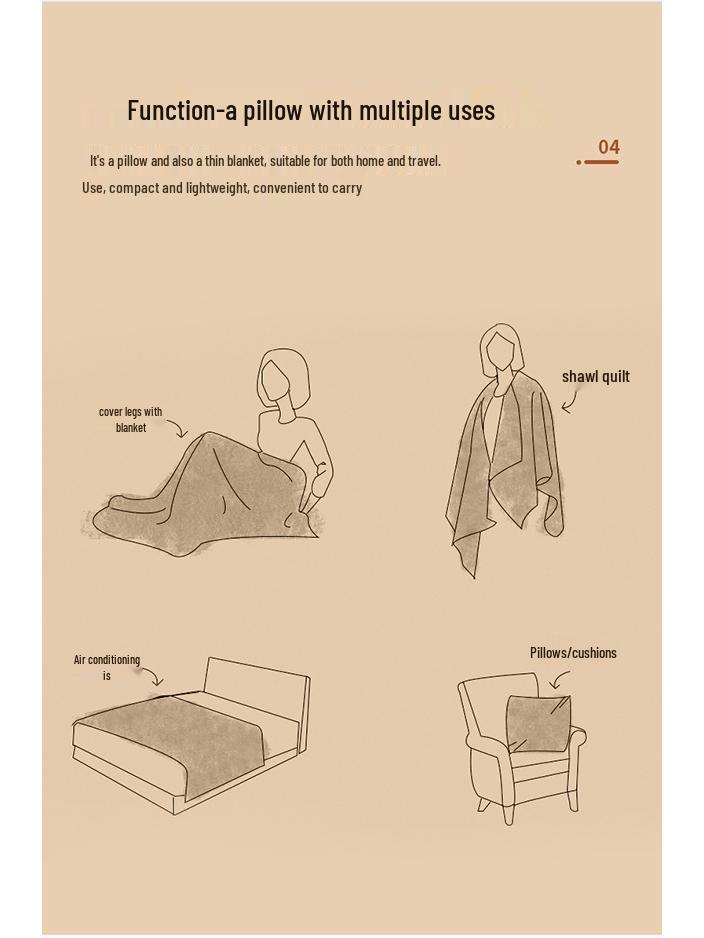 Dual-Use Embroidered Pillow Blanket: Office Nap & Car Cushion Combo