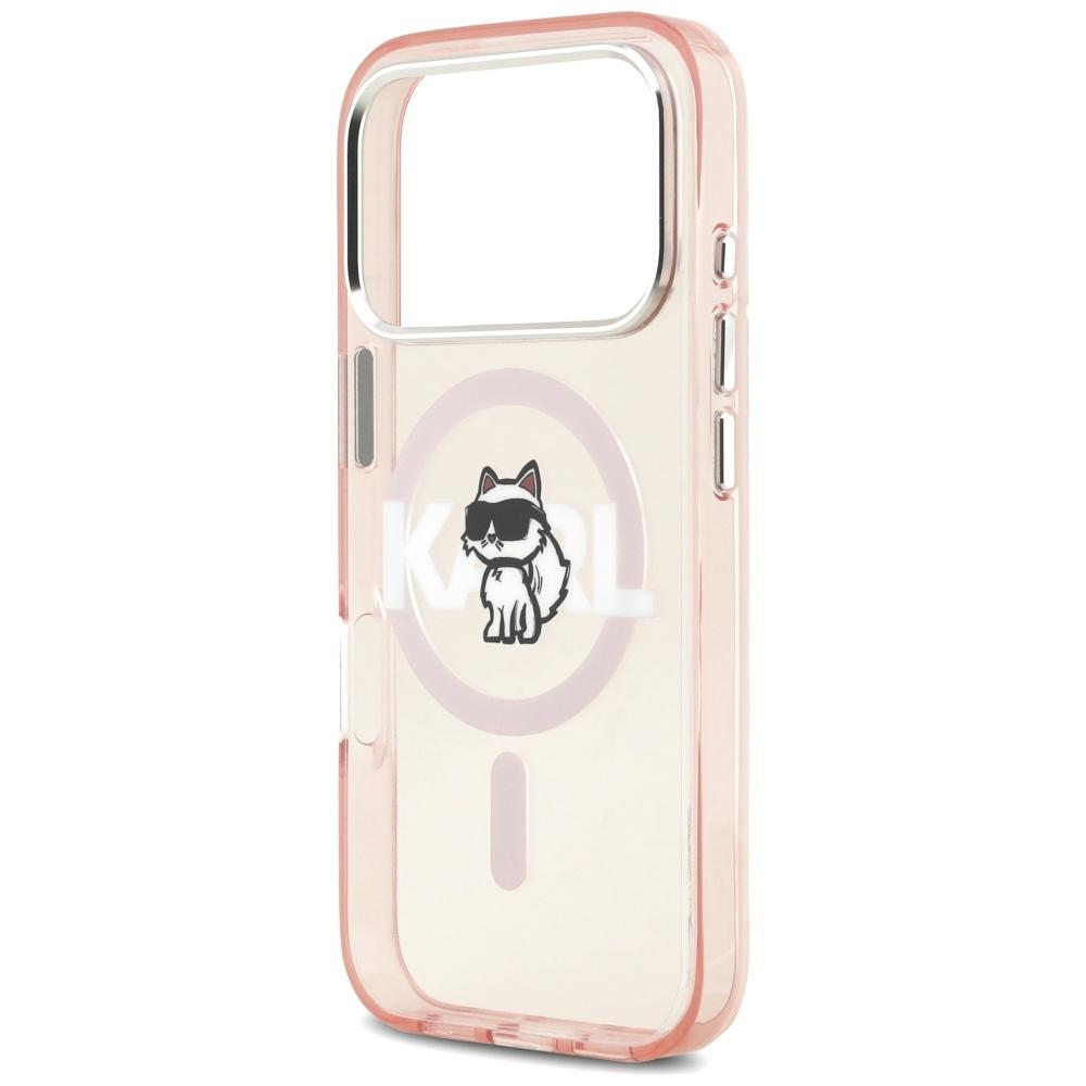 Karl Lagerfeld IML Choupette Sketch Logo MagSafe Case for iPhone 17 Pro Pink