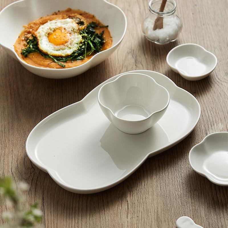 Solid Color Irregular Ceramic Bowl Soup Bowl Plate Kitchen Tableware Spaghetti Bowls Home Cooking Specialty Tableware 2025 New