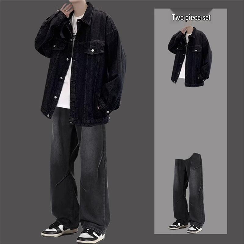 Men's Retro Denim Jacket - Trendy Spring & Autumn Casual Workwear Set for Teens