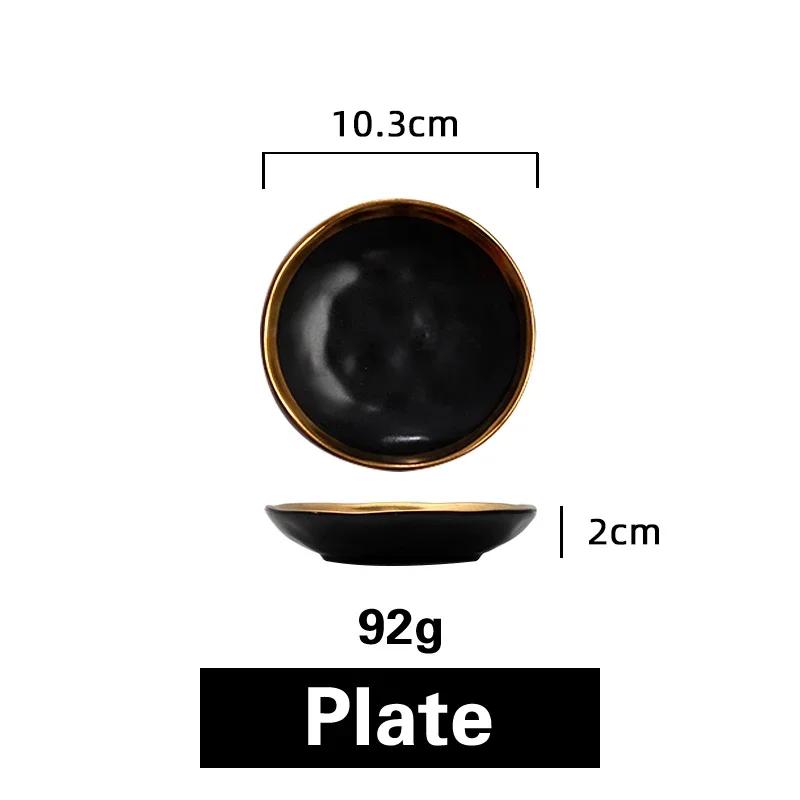 Phnom Penh Céramique Plat Occidental Mat doré Assiette à steak Assiette à salade créative rétro Service d'assiettes Assiette à dessert nord-européenne
