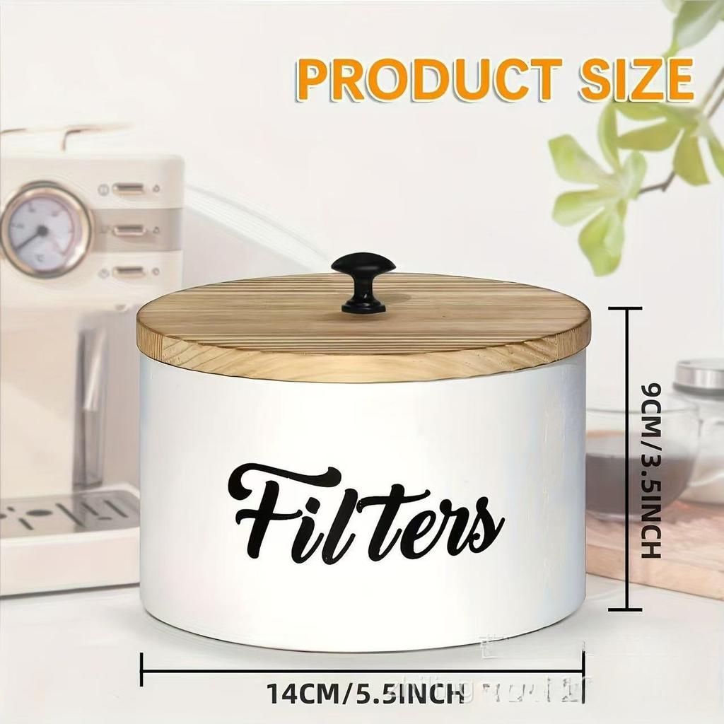1pc High-capacity American Country Retro Coffee Filter Storage Box Coffee Storage Container Storage Wooden Box