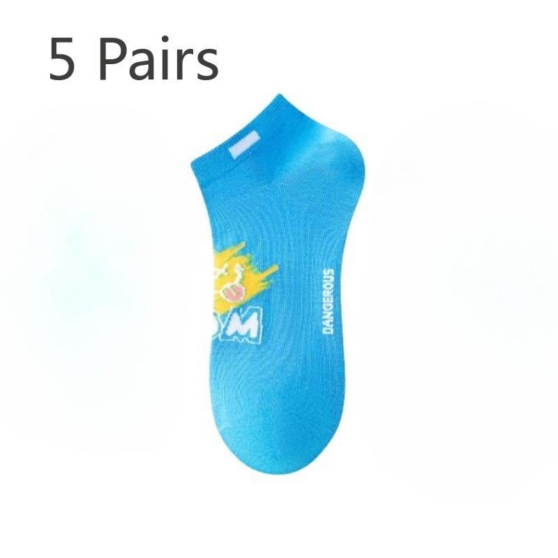 5 Pairs of Men s Summer Thin Cotton Deodorizing Student Sports Socks 5 Pairs синий
