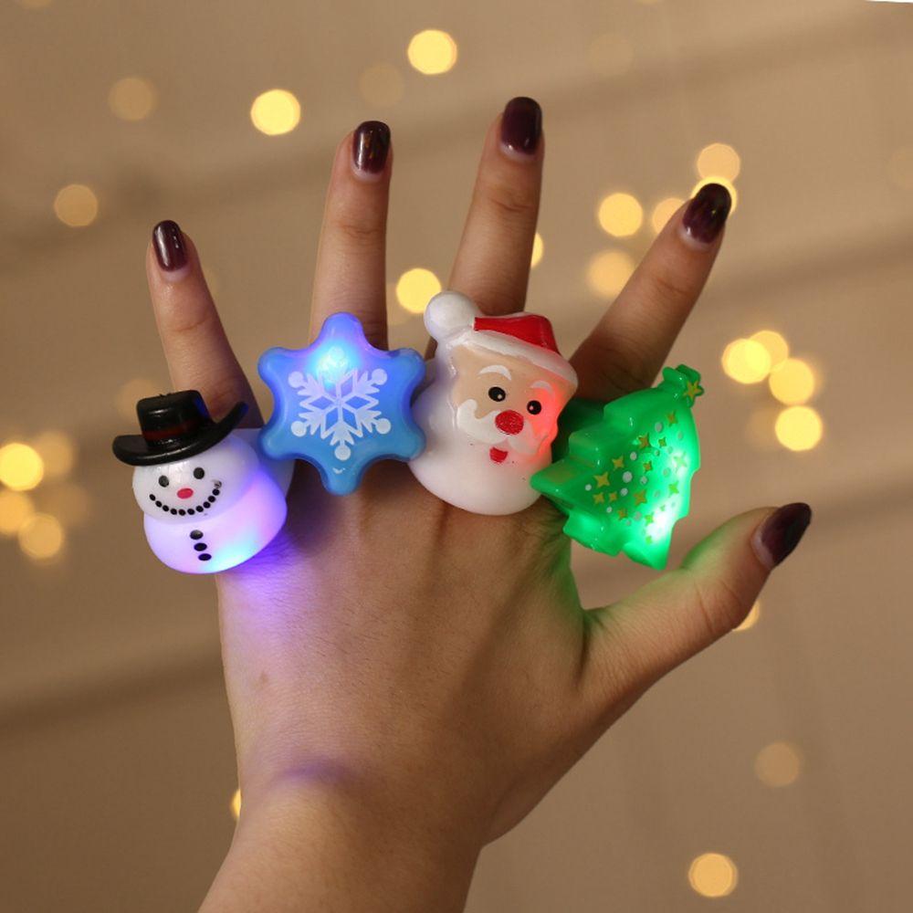 Tree Santa Claus Snowman Christmas Gift Glow Rings Cartoon Ring Fashion Jewelry Christmas Rings
