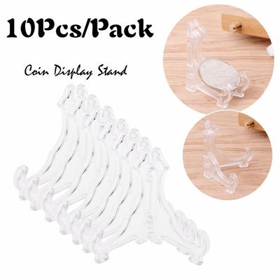 10 Teile/paket Transparent 42mm Kunststoff Display-ständer Staffelei Münze Medaille Token Abzeichen Halter Sammlung Regal