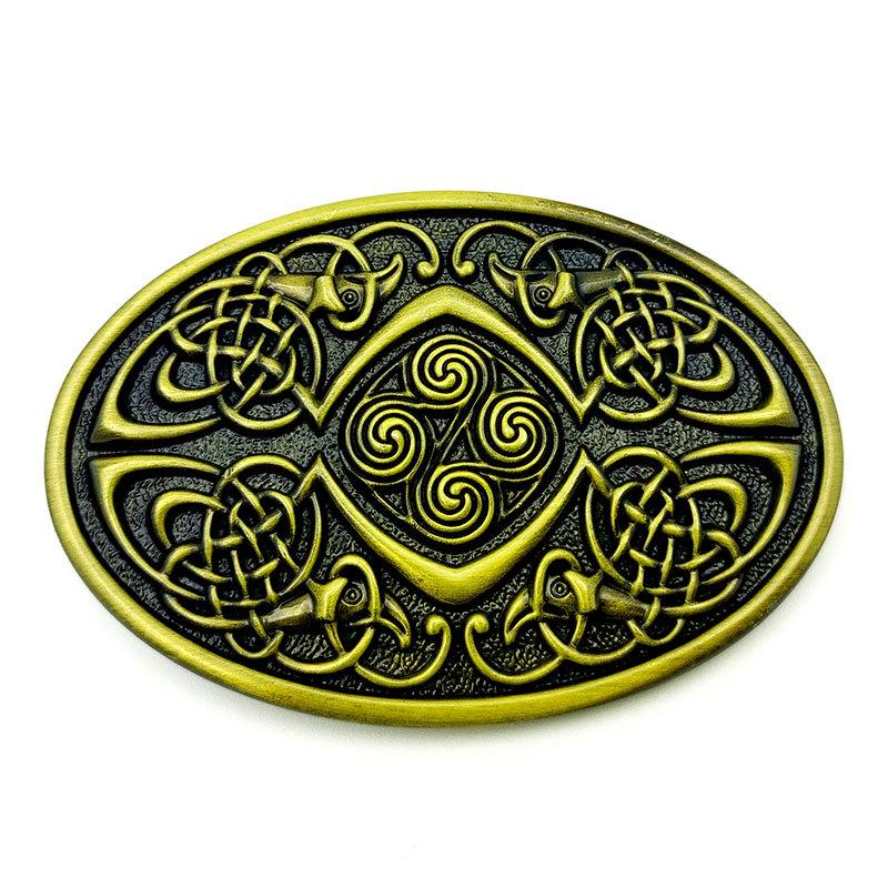 Celtic Knot Leather Belt Buckle for Men - 4.0 Width Zinc Alloy with Totem Design