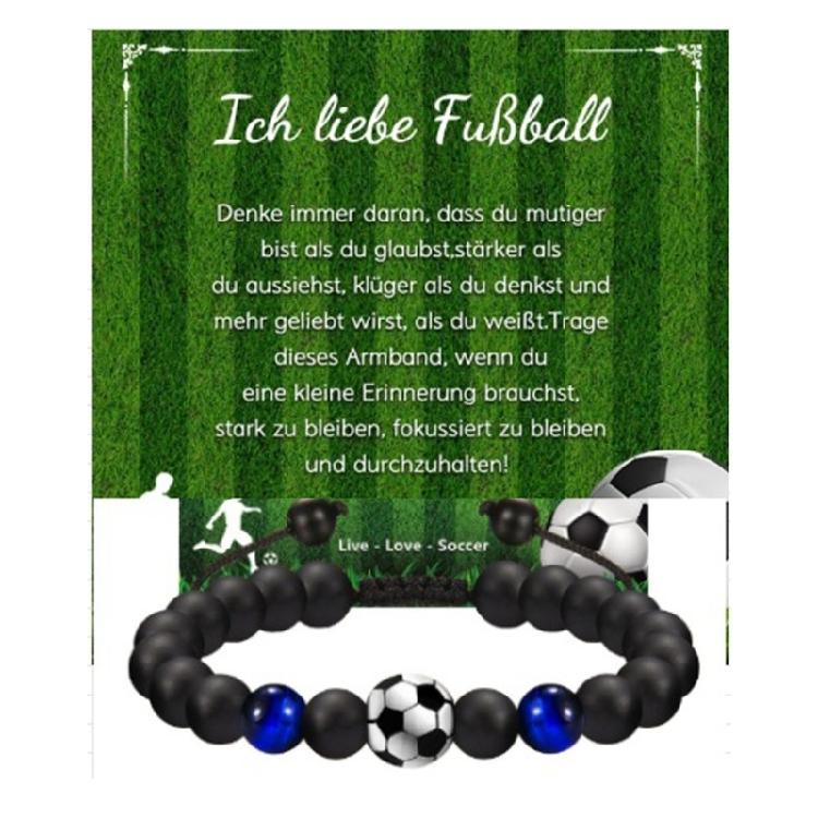 Football Inspired Elastic Bracelet Round Glass Beads Stretch Cord Comfortable Fashion Jewelry for Active Lifestyle