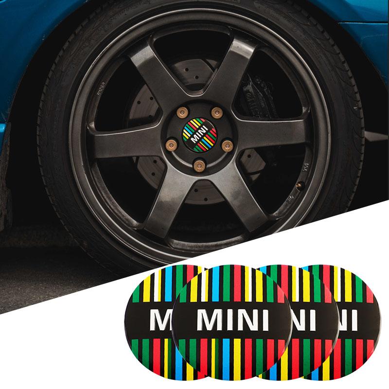 4Pcs 56mm Car Wheel Center Hub Cap Stickers Accessories For MINI Cooper JCW WORKS R55 R56 F55 F56 R57 R58 R59 R60 R61 R50 LL45