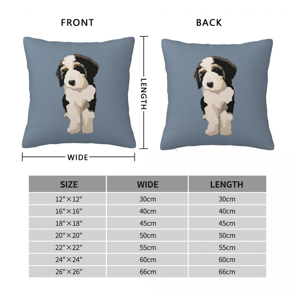Bernedoodle Dog Portrait Square Pillowcase Polyester Linen Velvet Printed Zip Decorative Pillow Case Bed Cushion Cover 18