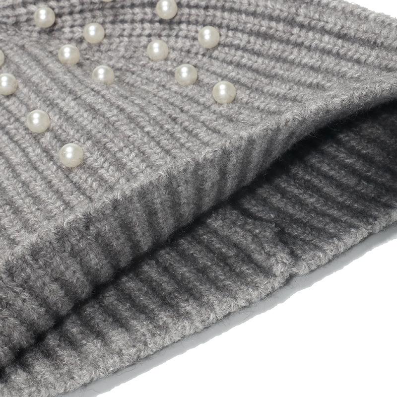 Japanese Solid Color Wool Hat Women's Autumn and Winter Warm Cold Hat Korean Version Casual Versatile Pearl Knitted Hat Ins Tide