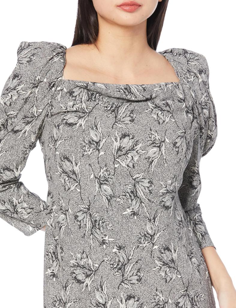 Snidel Draped Tie Rayon Print Dress SWFO234116 GRY Women's