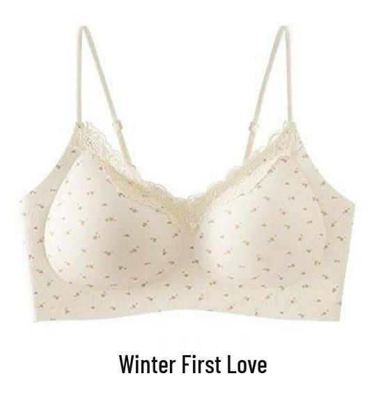 Romantic Heartbeat Push-Up: Sweet Girly Design, Wire-Free Seamless Bra for Small Busts. M (80-100 lbs)