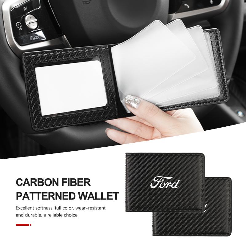 For Ford Car Driver License Cover Carbon Fiber Anti-Fur Car Driving Documents Fiesta Ranger Mondeo Escape Ecosport Fusion