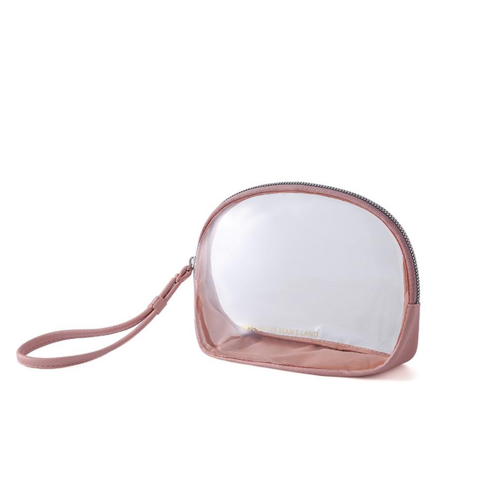 

Waterproof Cosmetic Case PVC Makeup Organizer Portable Transparent Toiletry Bag рожевий