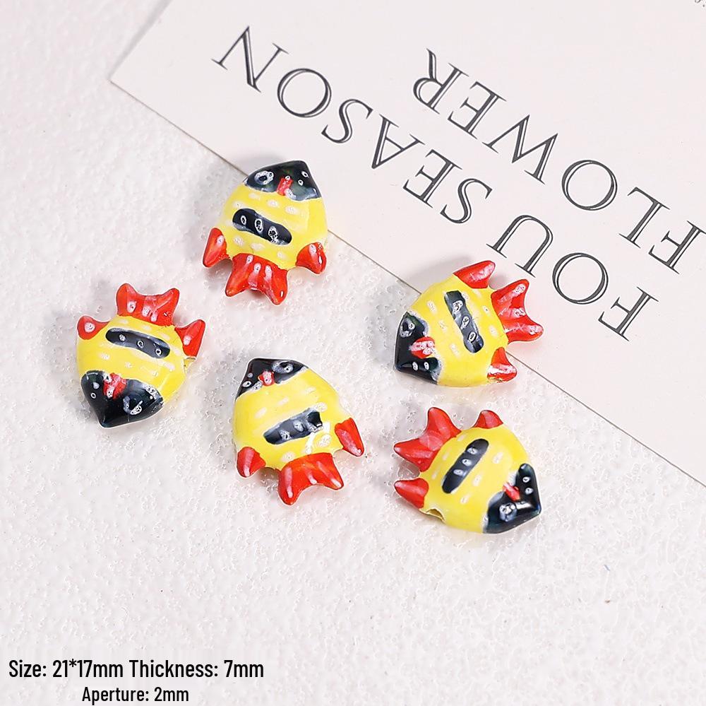 Hand-Painted Ocean Ceramic Beads: Tropical Fish, Starfish, and Seashell Shapes for DIY Jewelry