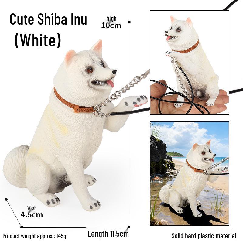 Japanese Shiba Inu Desktop Ornament with Leash - Toy Model