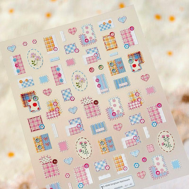 

Spring Picnic Gingham Patchwork Three-Dimensional Relief Nail Stickers Waterproof Nail Sticker Decorative Jewelry 4048 TS-4048 (stereo)