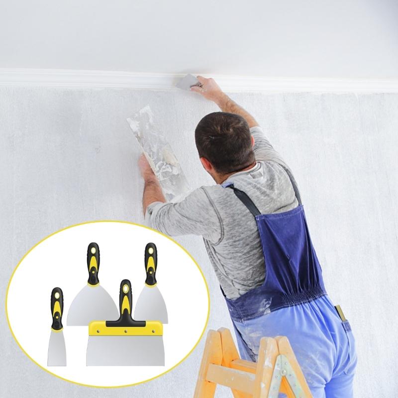 4Pcs Putty Scraper Set Stainless Steel Drywall Hand Tool Drywall Taping Scraper Paint Scraper Tool Drywall Finishing Tool