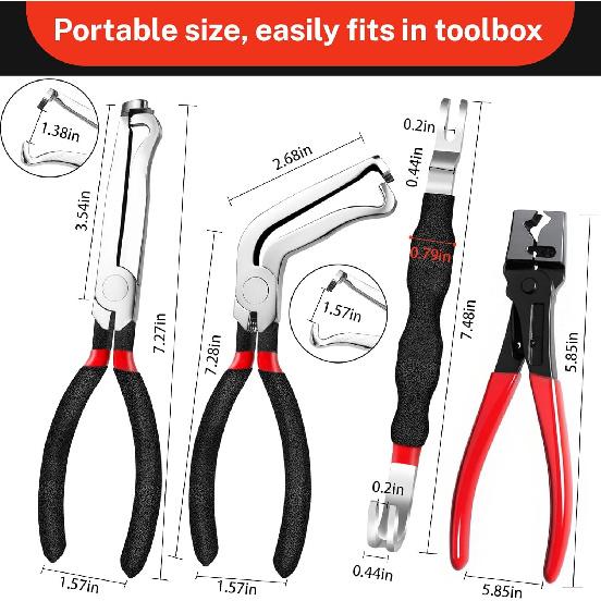 4 Pcs Electrical Disconnect Pliers And Cars Terminal Pin Removal Tool Kit,37960/37980/13120/ Collar Hose Clamp Pliers Set For Automotive Electric