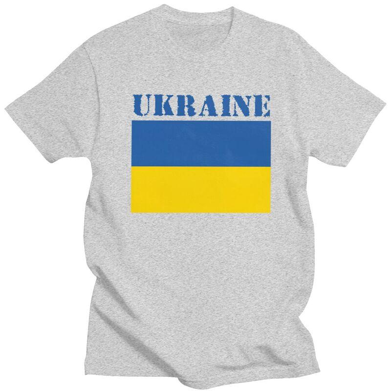 Custom Ukraine Flag T Shirts Men Pure Cotton Tees Tshirt Tshirt Clothing