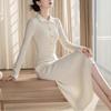 Winter New High-end Temperament Celebrity High-end Muse Fan White Knitted Dress Women