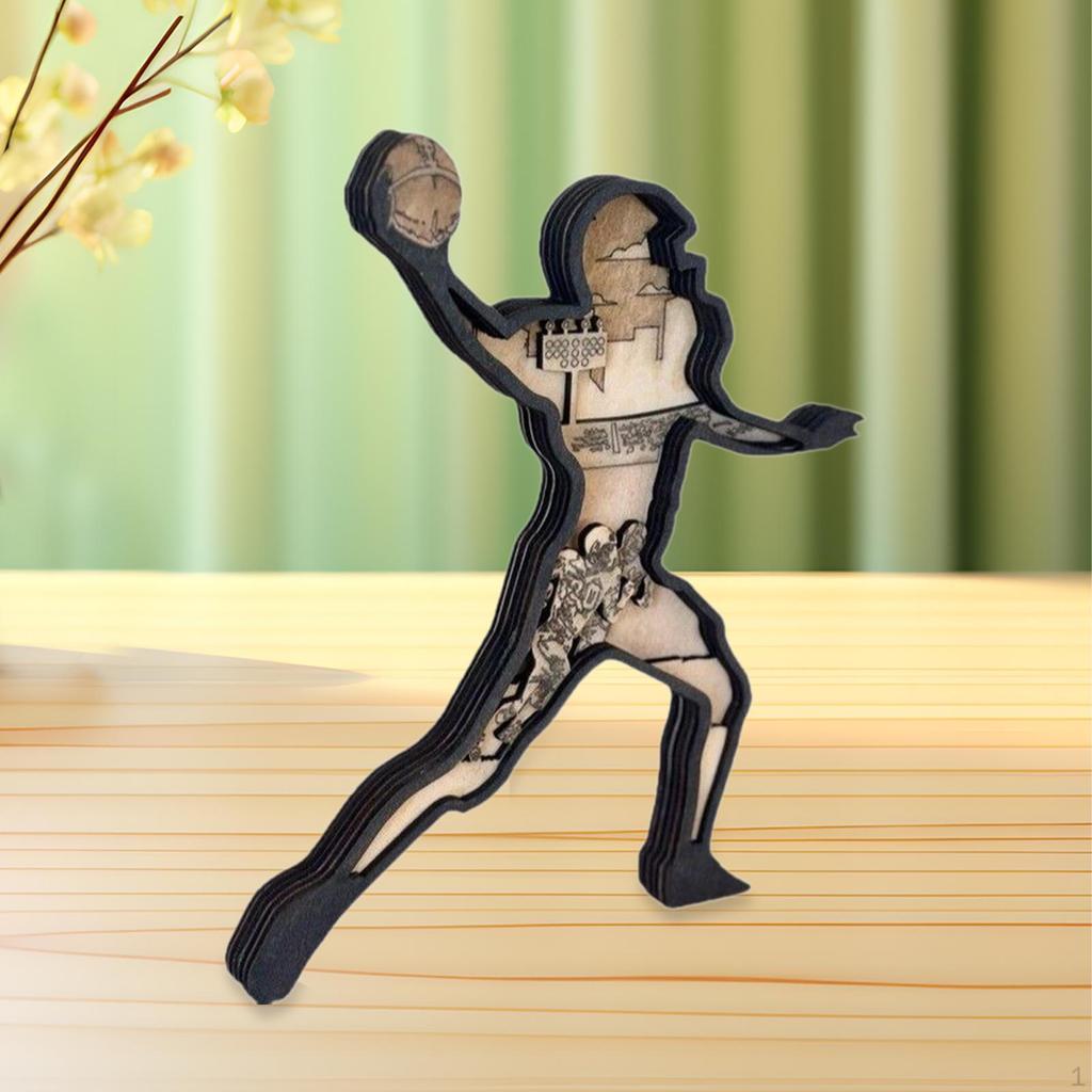 Athlete Figurine Desktop Art Figure Artwork Fans Gifts Player Statue Wood Ornament for Living Room