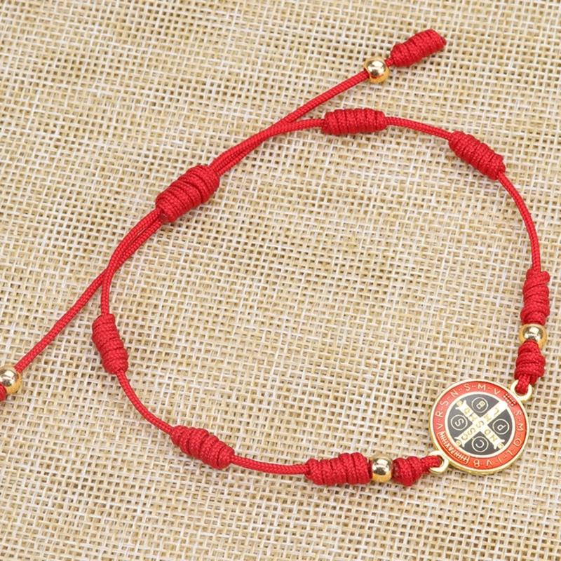 Lady Mary/saint Benedict Bracelet Handmade Red Knots Beads Bracelet Lucky Prayer Religious Bracelets for Men Women