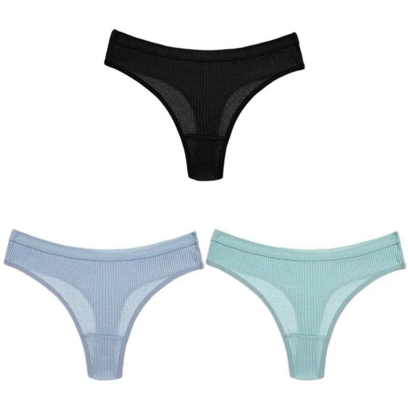 3Pcs Women Cotton Panties Fashion V Waist Underpants Sexy Girls Briefs M-2XL Low-Rise Ladies Underwear Women's Lingerie