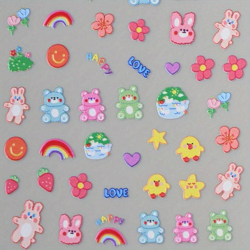 Embossed 5D Nail Stickers Pink Colorful Petals Butterfly Acrylic Spring Summer Flower Slider Nail Decoration Nail Art Supplies DIY