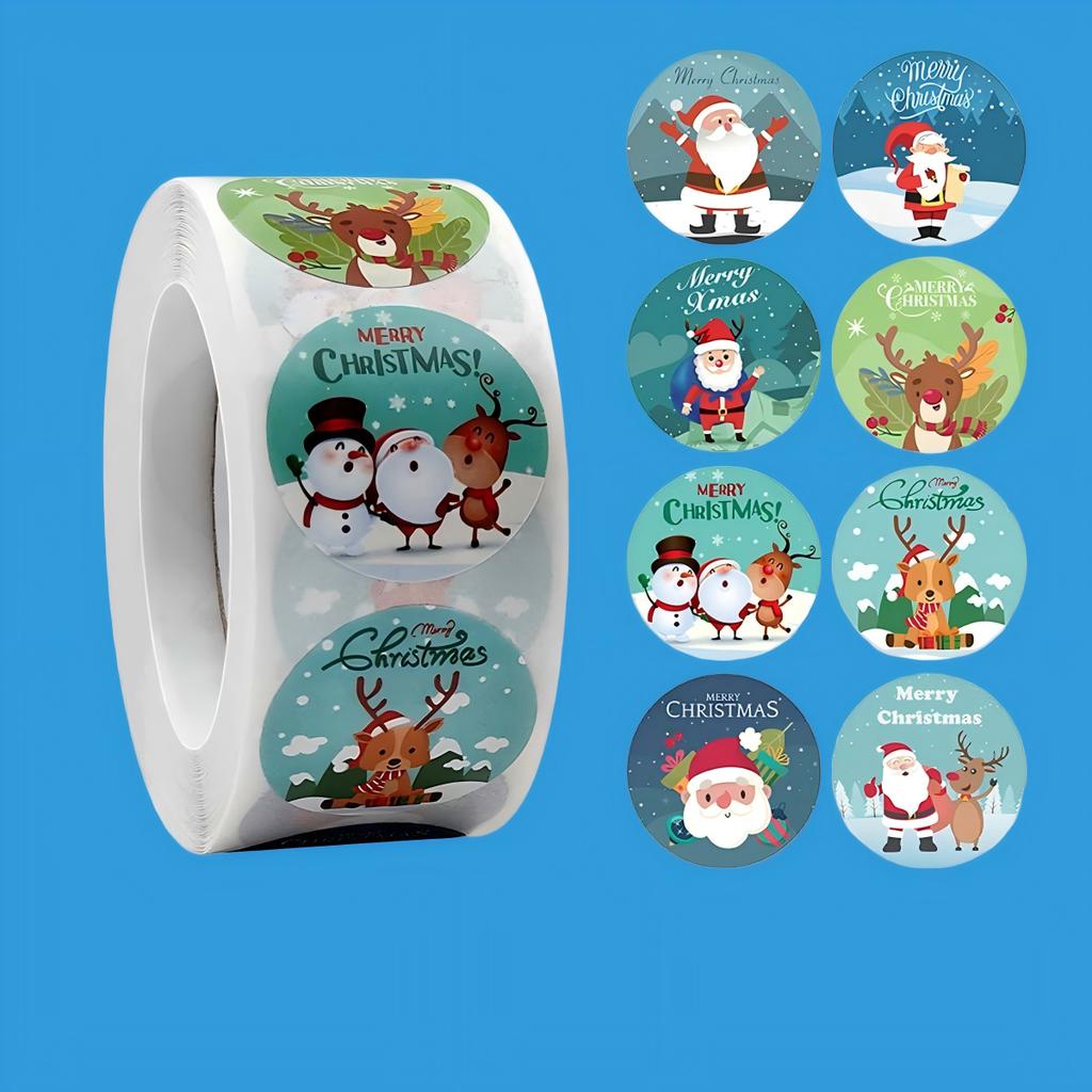 500pcs Merry Christmas Stickers 1 Inch Round Christmas Tags Stickers for Gift Baking Package Envelope Stationery Decor