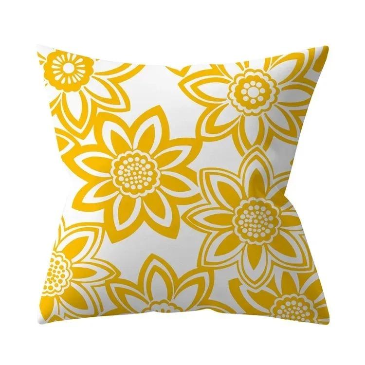 Ellow Mandala Floral Peach Skin Pillow Cover 2D Flat Printed Decorative Cushion Case For Sofa Living Room Home Decor 45X45Cm