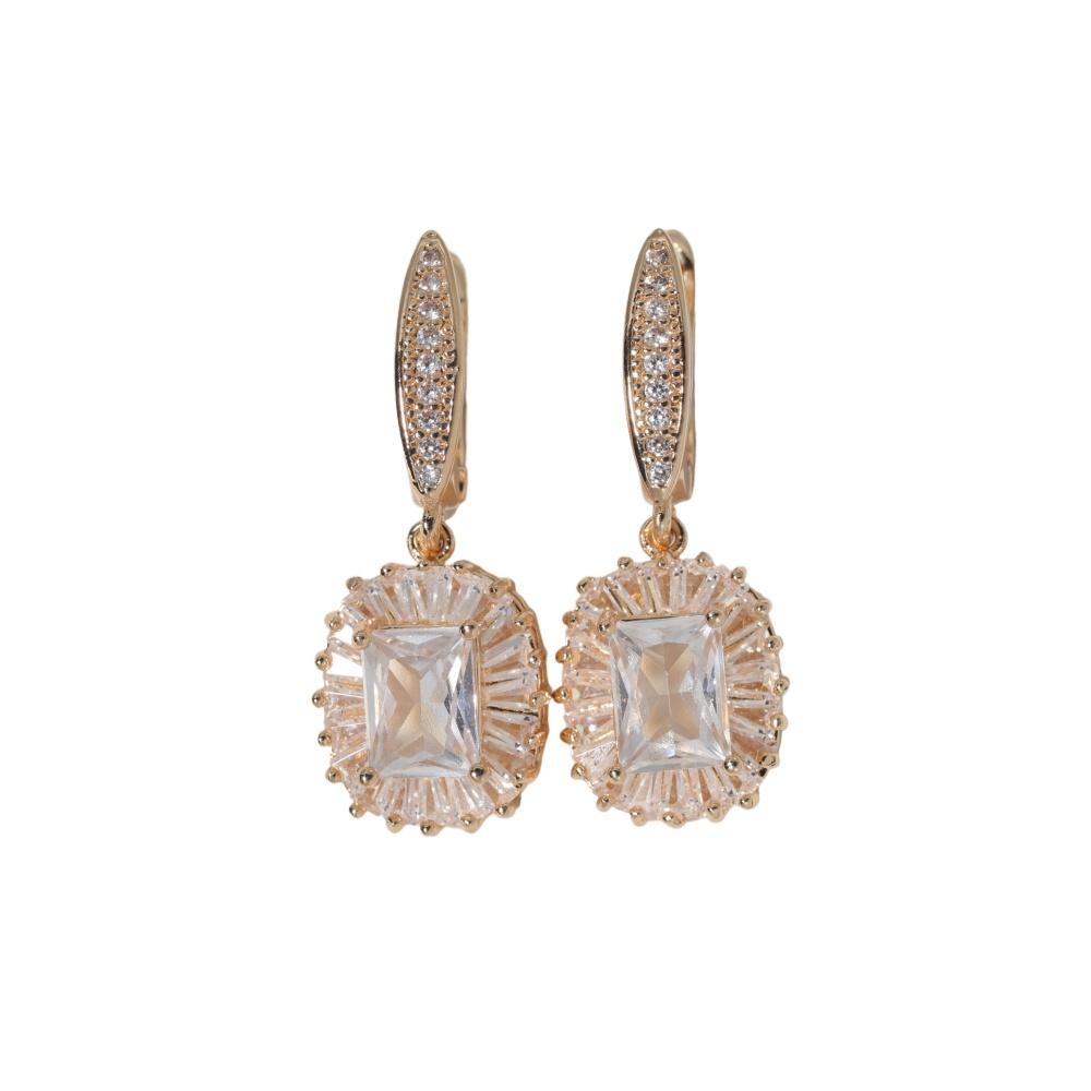 1 Pair Luxury Square Dangle Earrings for Women Zirconia Earring Jewelry Wedding Party Accessories