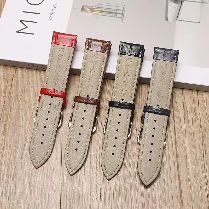 Leather Watchband 12/13/14/15/16/17/18/19/20/21/22/23/24mm Crocodile Pattern Strap Men Women Replacement Blue Universal Bracelet