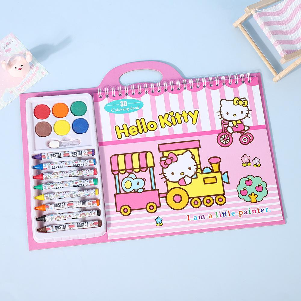 New Sanrio Children'S Crayon Doodle & Coloring Book Kindergarten Early Learning Educational Magic Drawing & Watercolor Book