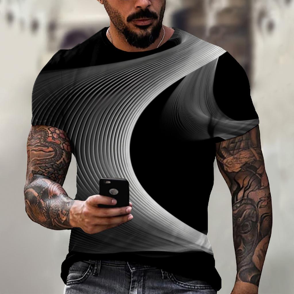 Men'S T-Shirt Short Sleeve Printed Summer Round Neck Top Trend Casual Sweatshirt