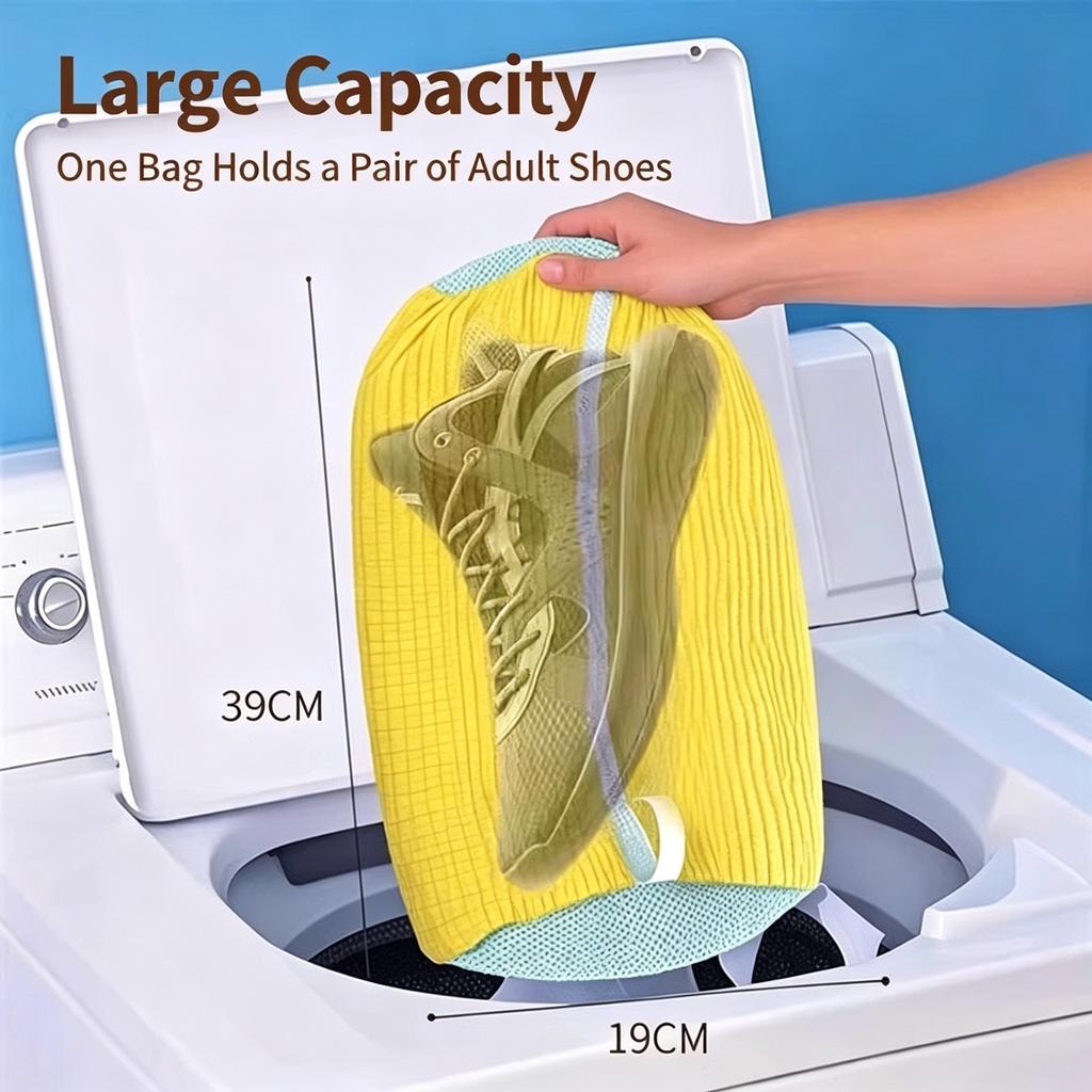 Cylindrical Shoe Washing Bag Polyester Laundry Shoe Protector Prevent Deformation