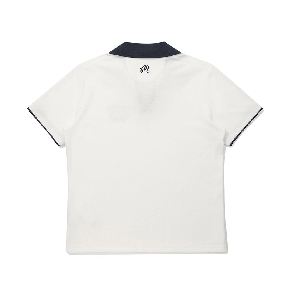 MALBON GOLF Color Block Open Collar T-Shirt Off White (Woman)