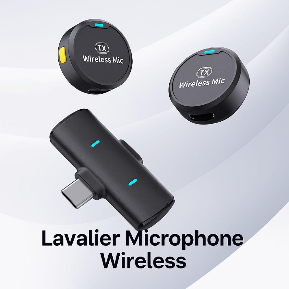 2 In 1 Lavalier Microphone Magnetic Attraction Wireless Lavalier Mic  Smartphone/Laptop/Tablet