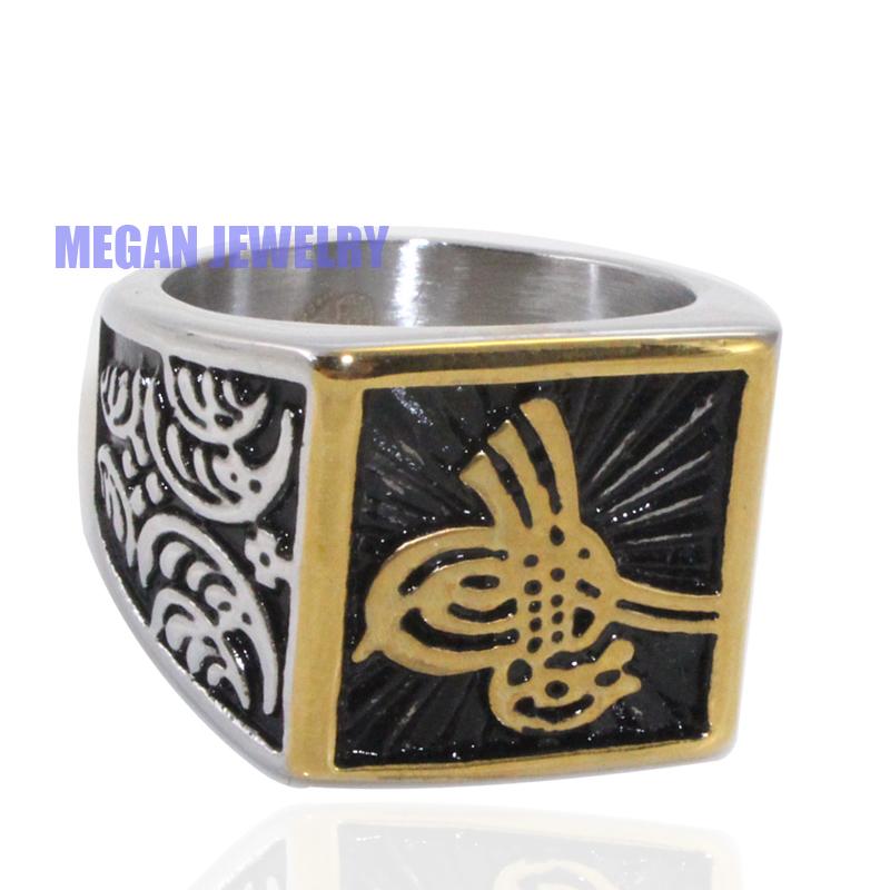 high quality muslim Ottoman Turkish Islamic stainless steel ring 9