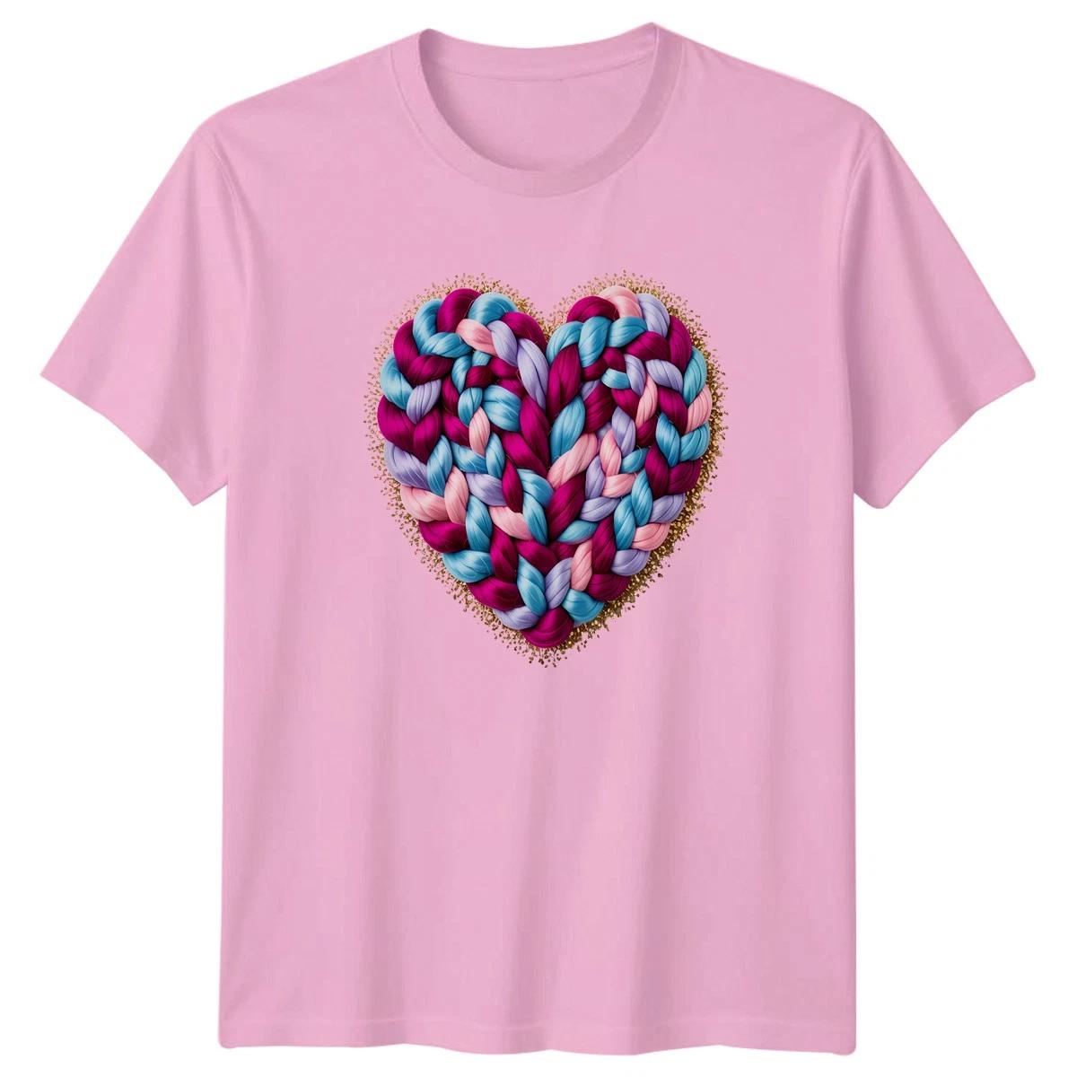 Colorful Braided Ropes Heart With Womens T-Shirt Knitting Love Valentines Day XXXXL