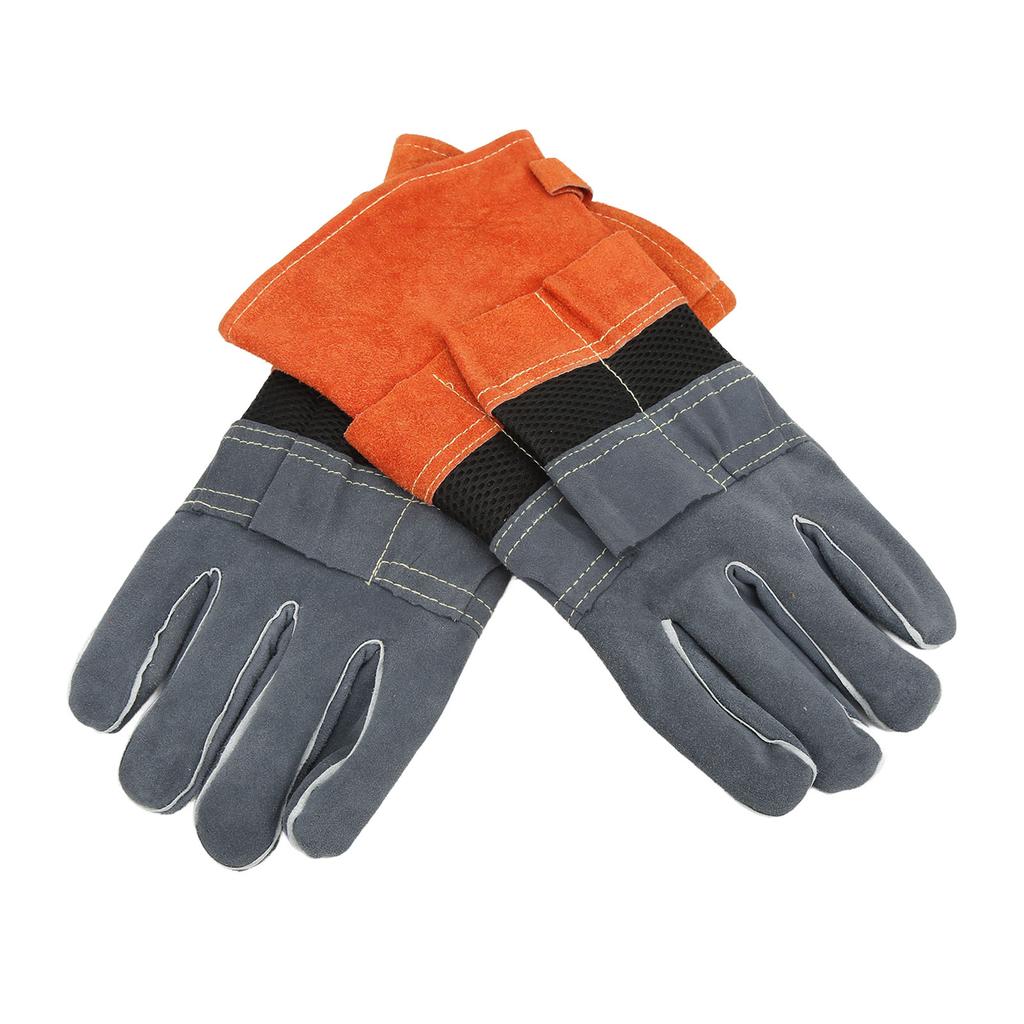 1 Paar Hitzebeständige Handschuhe Feuerfest Flammenhemmend Nicht Verbrühendes Leder für BBQ GrillOrange