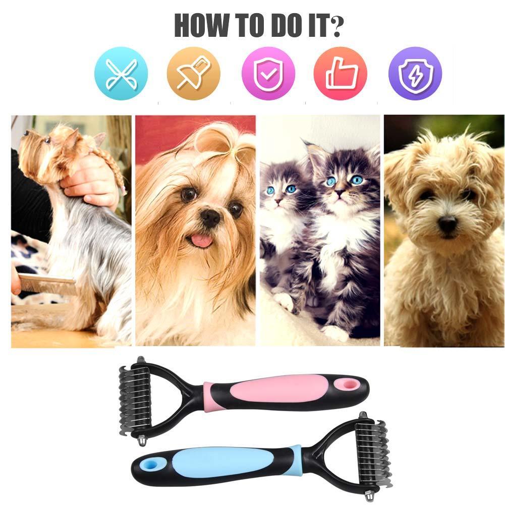 Professional Pet Undercoat Rake Dematting Comb Grooming Stripping Tool for Dog Cat Puppy