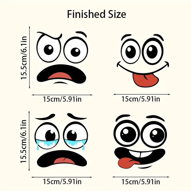 

4/6 Sheets/Set Cartoon Face Stickers Self-Adhesive Removable Waterproof for Trash Can Toilet Refrigerator Home Art Decor