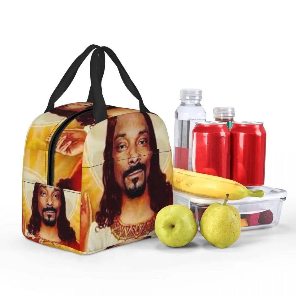 Custom Snoop Dogg Goes Jesus Insulated Lunch Bag Outdoor Picnic American Music Rapper Resuable Thermal Cooler Lunch Box Women