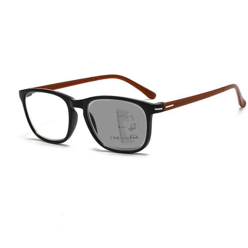 Fashionable Square Photochromic Presbyopia Glasses with Progressive Multifunctional Far and Near Dual-use Diopter To +4.0